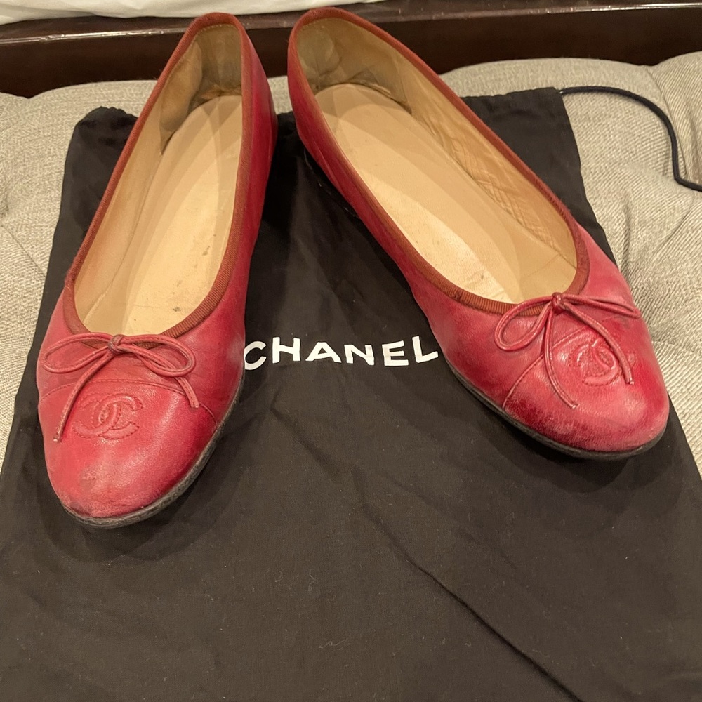 Chanel Ballet Flats in Dark Red